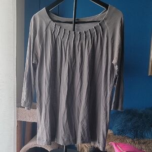 J. Crew XL Grey 3/4th Sleeve Pleated Top
